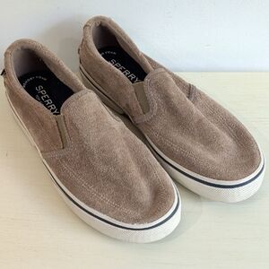 Sperry Top-Sider Tan Suede Slip On Sneakers Size 10 Men's